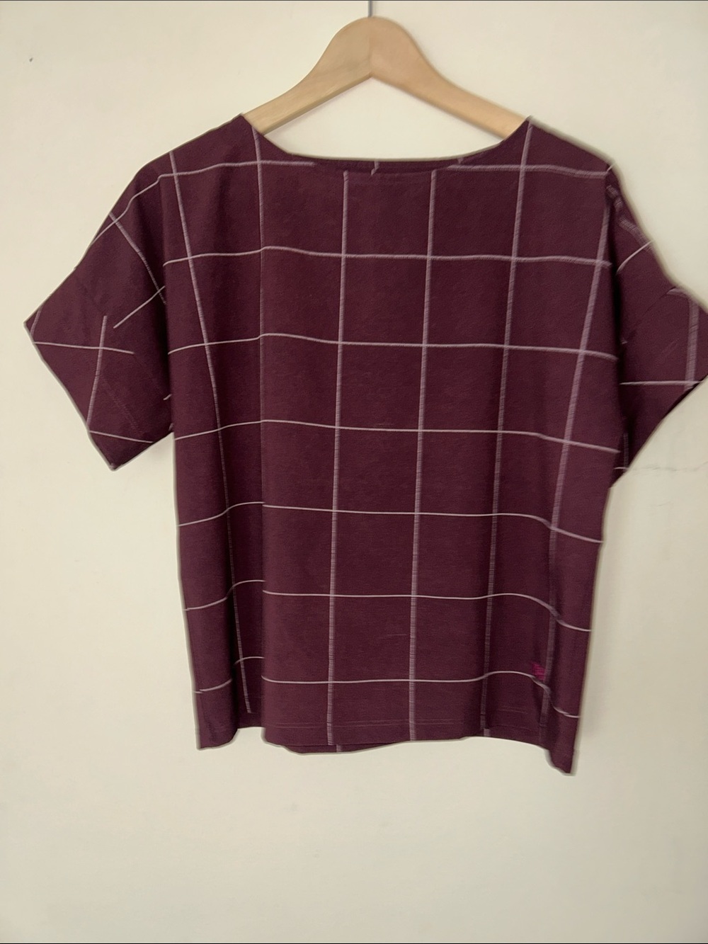 Albion Plum Short Sleeve Windowpane Top